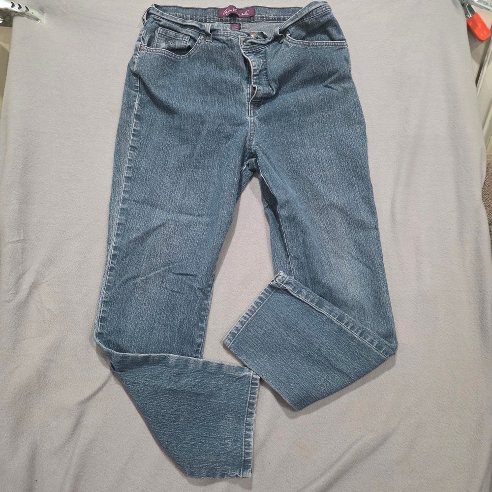 Gloria Vanderbilt Amanda Straight Leg Jeans Womens 14 Medium Wash Stretch Denim